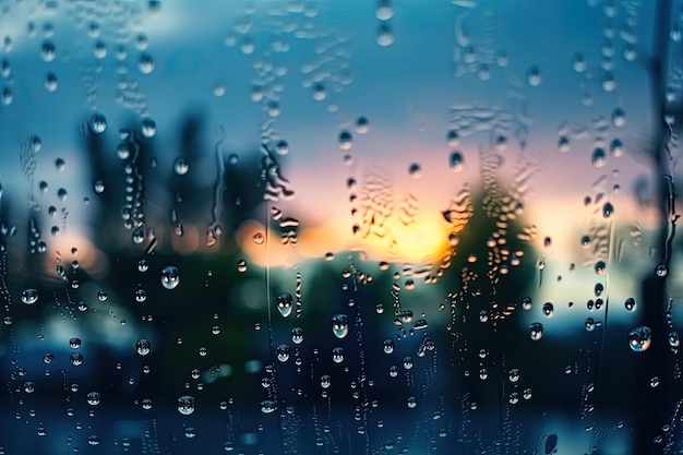 Paisaje urbano lluvioso visto a través de una ventana IA generativa