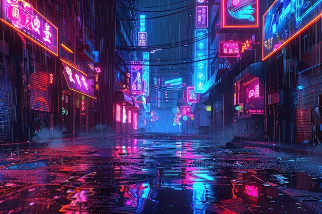 Un paisaje urbano con luces de neón en el fondo Neon Noir Cityscape stock Foto de fondo