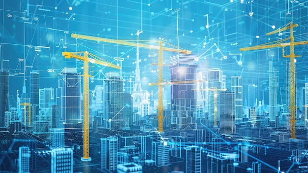 Paisaje urbano con modelos de construcción digitales