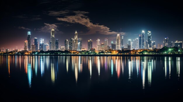 Paisaje urbano nocturno de Japón