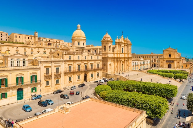 Paisaje urbano de Noto. Una pequeña y hermosa ciudad siciliana, Italia