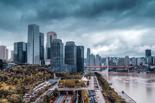 Paisaje urbano y rascacielos de Chongqing