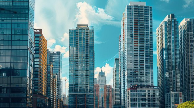 Un paisaje urbano con rascacielos y un paisaje urbano en el fondo