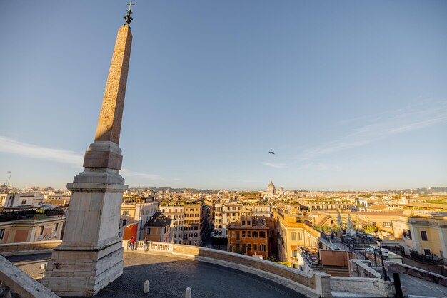 Paisaje urbano de Roma desde lo alto de las escaleras españolas