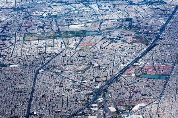 Paisaje urbano de vista aérea de la ciudad de México