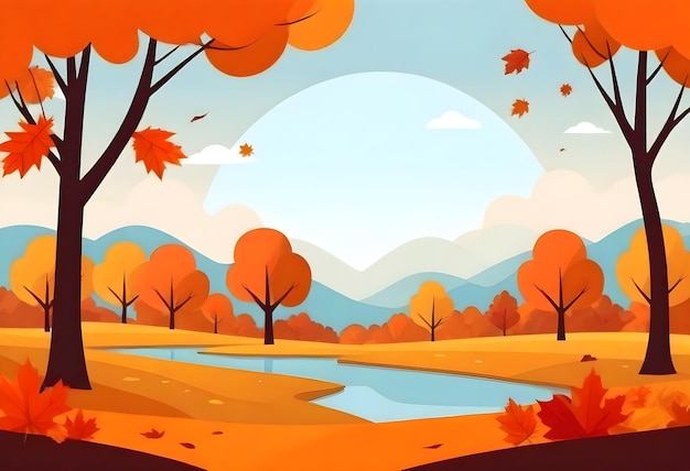 Paisaje vectorial plano vibrante Ilustración en HD 4K