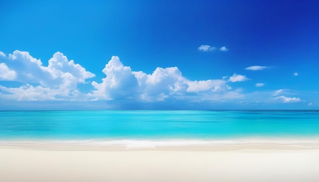 Paisaje de verano de un día soleado en la playa con olas de la plantilla de verano de colores marinos c