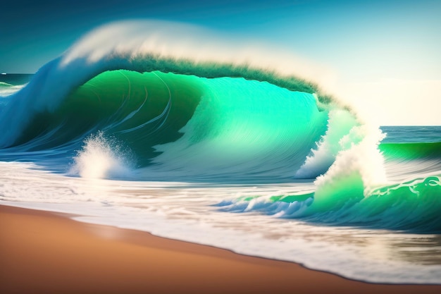 Paisaje de verano de un día soleado en la playa con olas