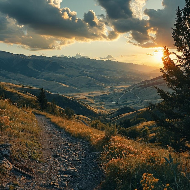 Paisaje de verano de espectáculo soleado Foto