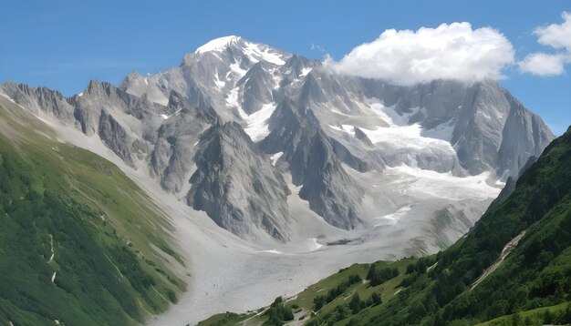 Paisaje de verano del macizo montañoso del Mont Blanc