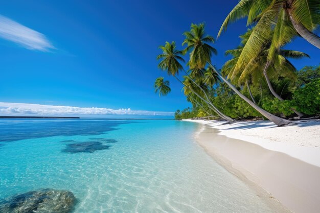 Paisaje de verano palmeras y mar azul en calma AI generativa