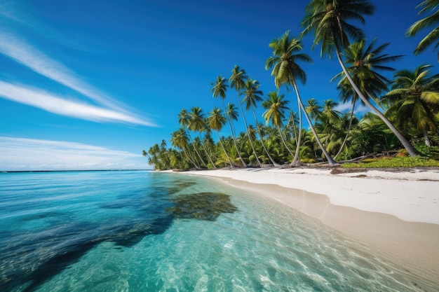 Paisaje de verano palmeras y mar azul en calma AI generativa