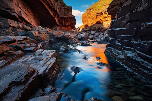 Paisaje vibrante con cursos de agua