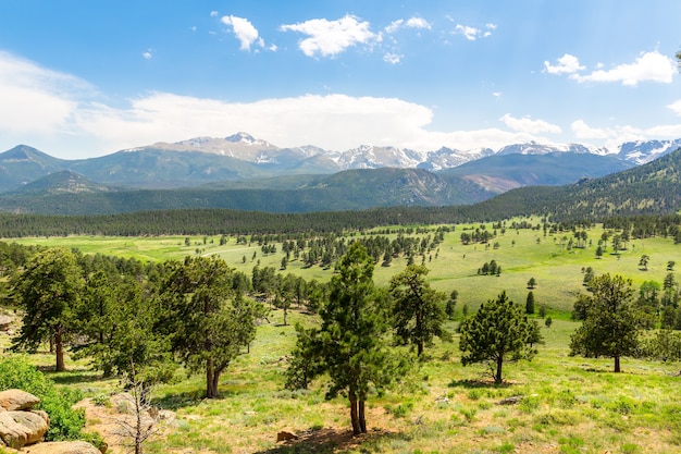 Paisaje de vista panorámica del Parque Nacional de las Montañas Rocosas, Colorado, EE.