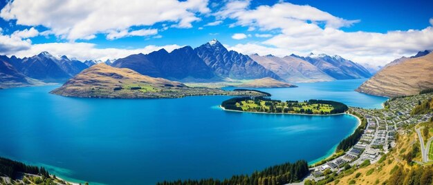 Foto paisajes aéreos de las montañas de queenstown