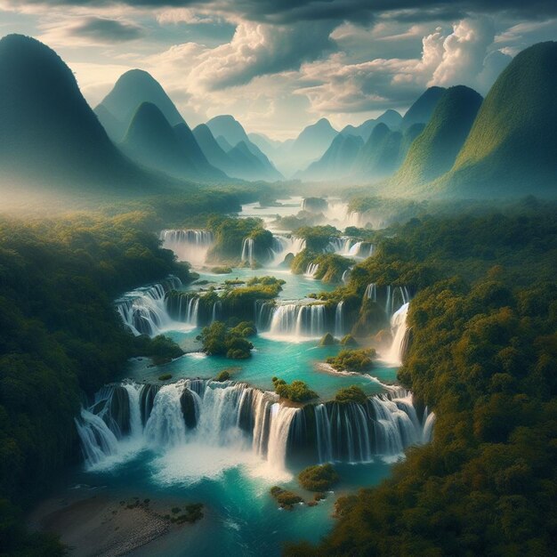 Foto paisajes de cascadas en asia