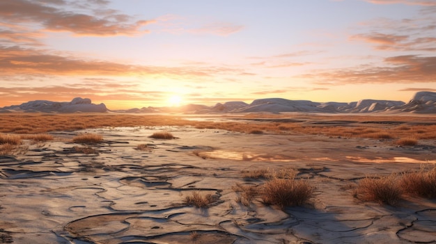 Paisajes fluviales románticos modelo 3D gratuito de terreno plano del desierto