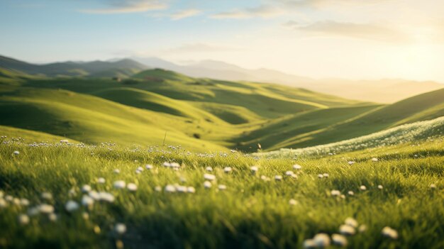Foto paisajes italianos de ensueño campo herboso con flores en resolución de 8k
