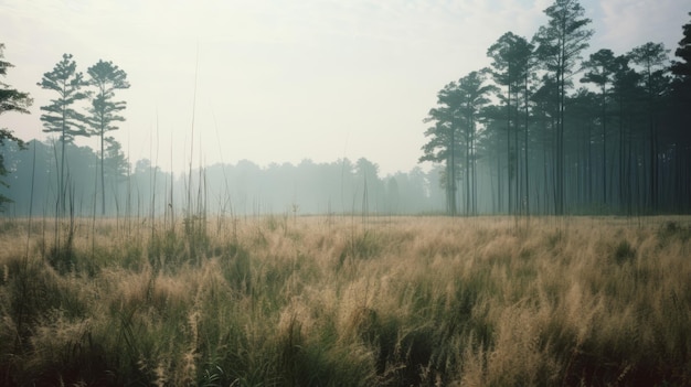 Paisajes luminosos Hierba gris y árboles en el campo sur