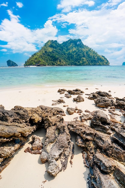 Paisajes marinos e islas tropicales en Krabisea y cielo