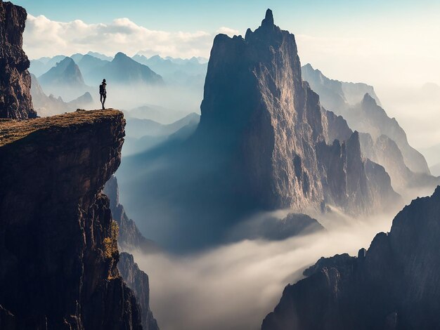 Foto paisajes montañosos picos majestuosos