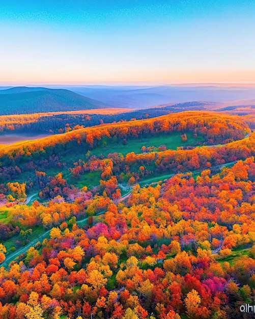 paisajes otoñales desde un dron