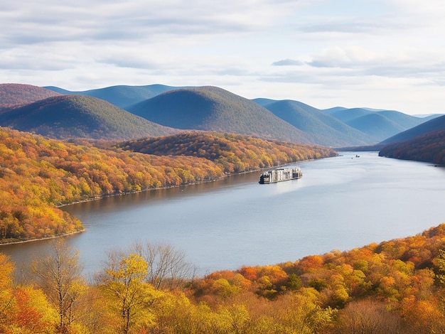 paisajes profundamente hermosos son una firma del río Hudson ai generado