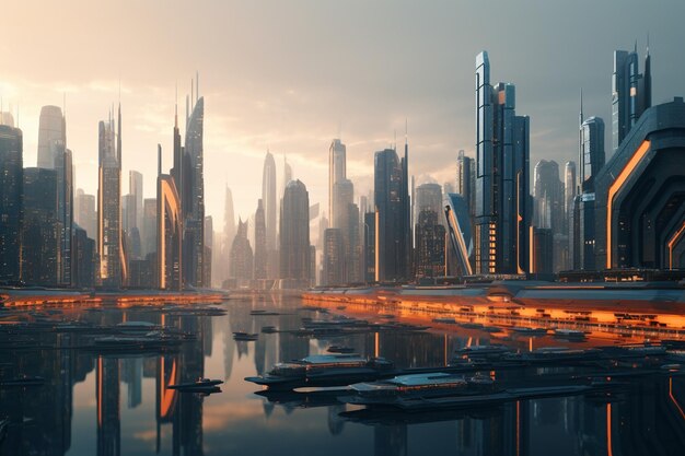 Paisajes urbanos de estilo futurista.