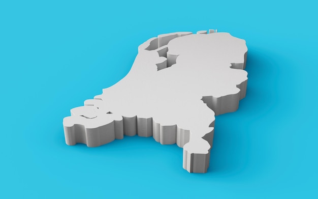 Países Bajos Mapa 3D Geografía Cartografía y mapa de topología Ilustración 3D