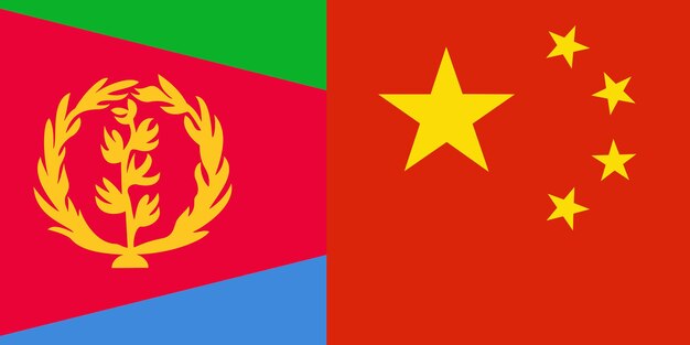 Países de bandera de Eritrea y China