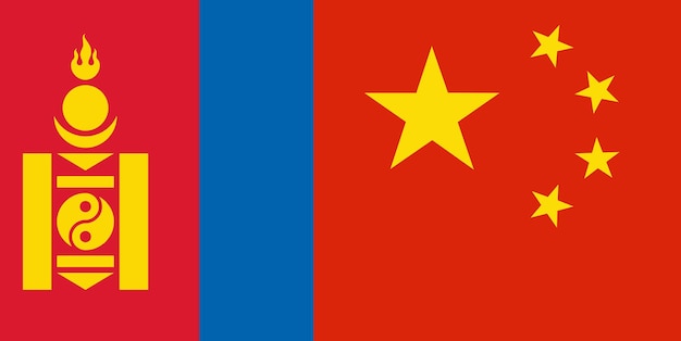 Países de bandera de Mongolia y China