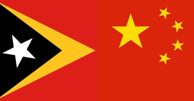 Países de bandera de Timor Oriental y China