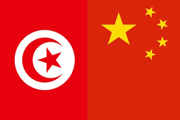 Países com bandeira da Tunísia e China