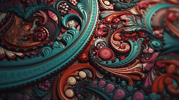 Paisleys vibrantes Um caleidoscópio de cores e padrões