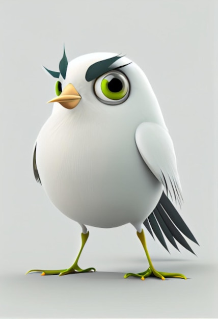 Pájaro, 3d, animação, animais, fundo branco