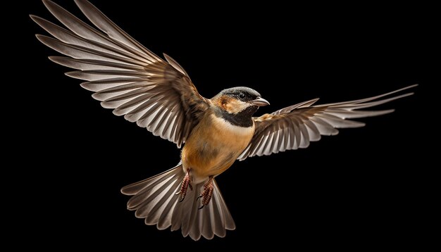 Pájaro aislado volando en blanco