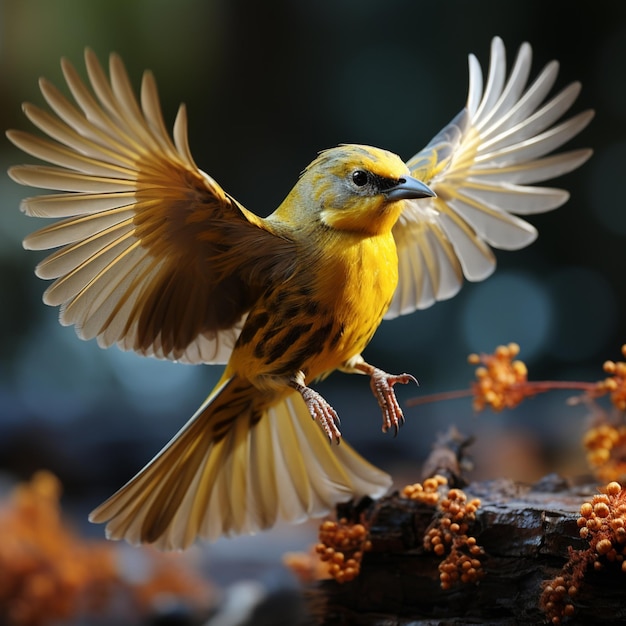 pájaro amarillo volando