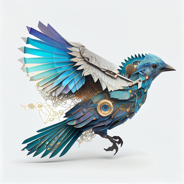 Un pájaro azul con alas que dice 'pájaro'