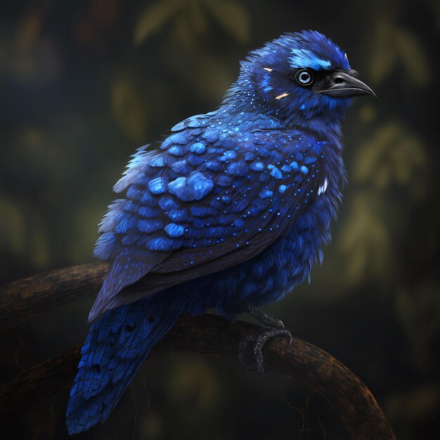 Pájaro azul de belleza en la ilustración de la naturaleza