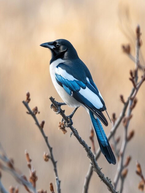 Foto un pájaro azul y blanco está posado en una rama