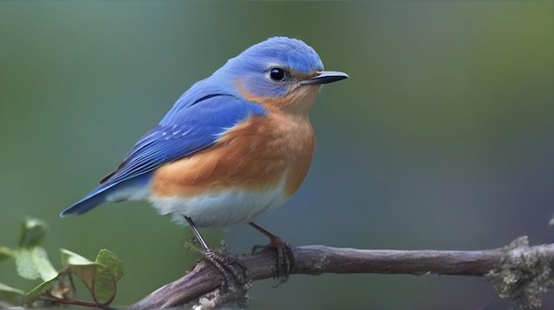 Foto un pájaro azul y naranja está sentado en una rama