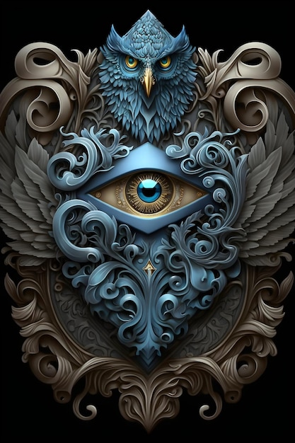 Un pájaro azul con un ojo en él.