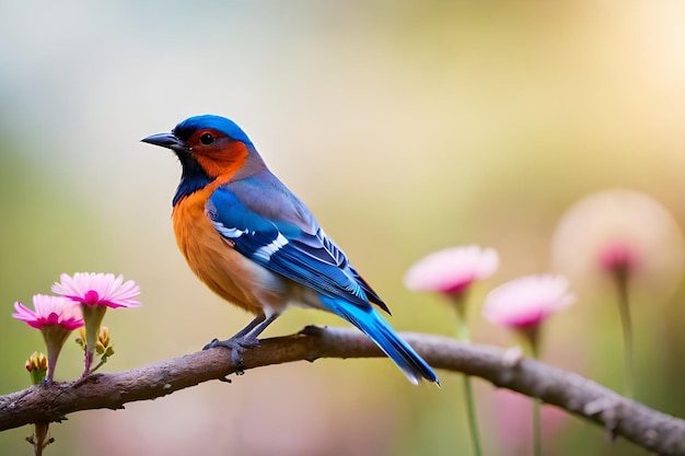 un pájaro azul con un pecho blanco y un pecho rojo en su pecho.