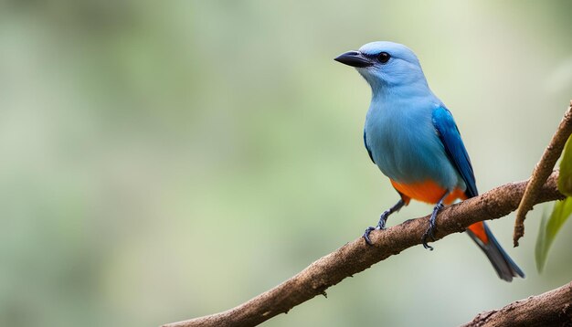 Foto un pájaro azul está sentado en una rama con un fondo verde