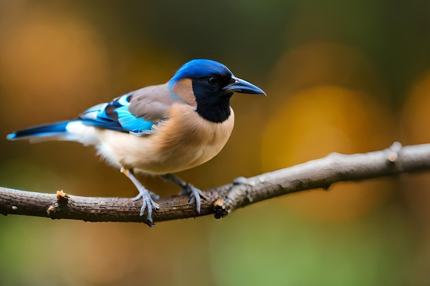 Un pájaro azul se sienta en una rama.