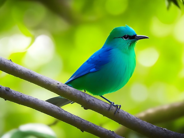 Un pájaro azul y verde en una rama