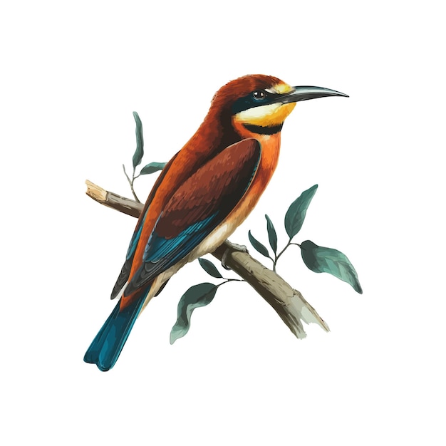 Un pájaro beeeater con un fondo blanco