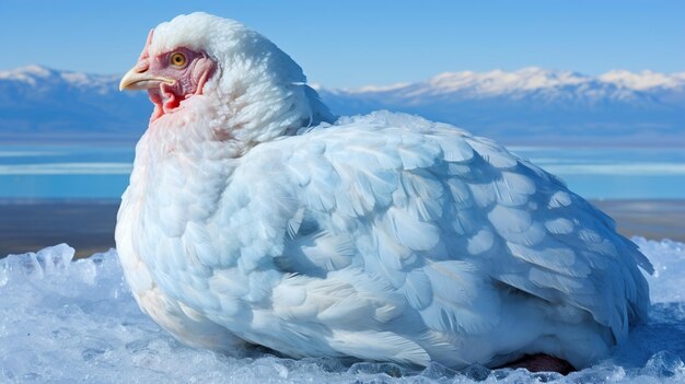 Foto un pájaro blanco y azul con un pico rojo