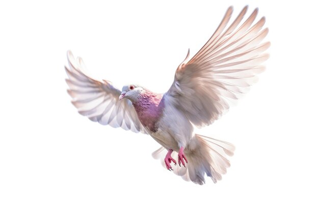 pájaro blanco y rosado volando por el aire