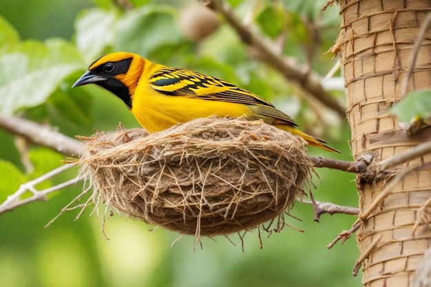 un pájaro con una cabeza amarilla y negra y una cabeza negra que dice pájaro